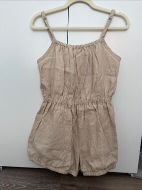 Suzi Kondi Tan Linen Sleeveless Romper